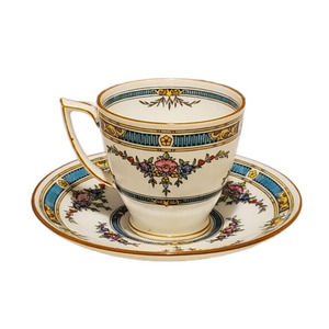 Vintage Mintons Porcelain Demitasse Cup & Saucer Hand Painted Floral Gold Trim